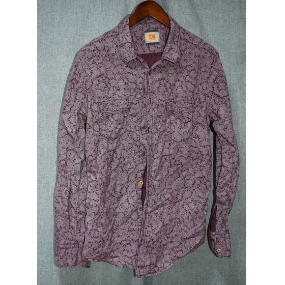 Hugo Boss Orange Men’s XL Long Sleeve Paisley Button-Down Shirt Purple Maroon - Picture 1 of 3